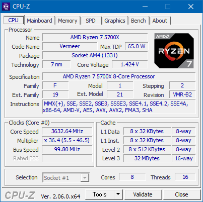 CPU-Z Ver.2.06.0_x64:Ryzen 7 5700X